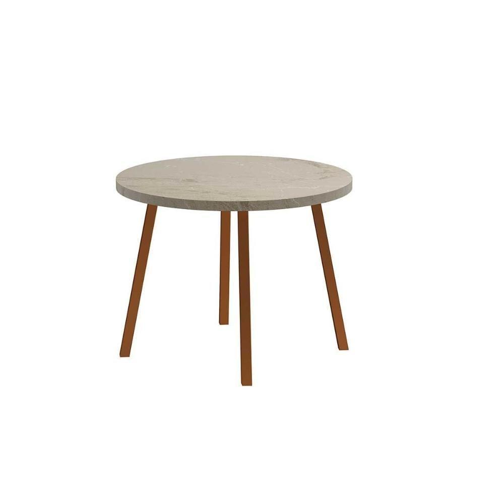 Mesa de Sala Jantar Stellar 1599 Aço c/Tampo Madeirado Redondo 100cm Petra/Rose - Carraro - 1