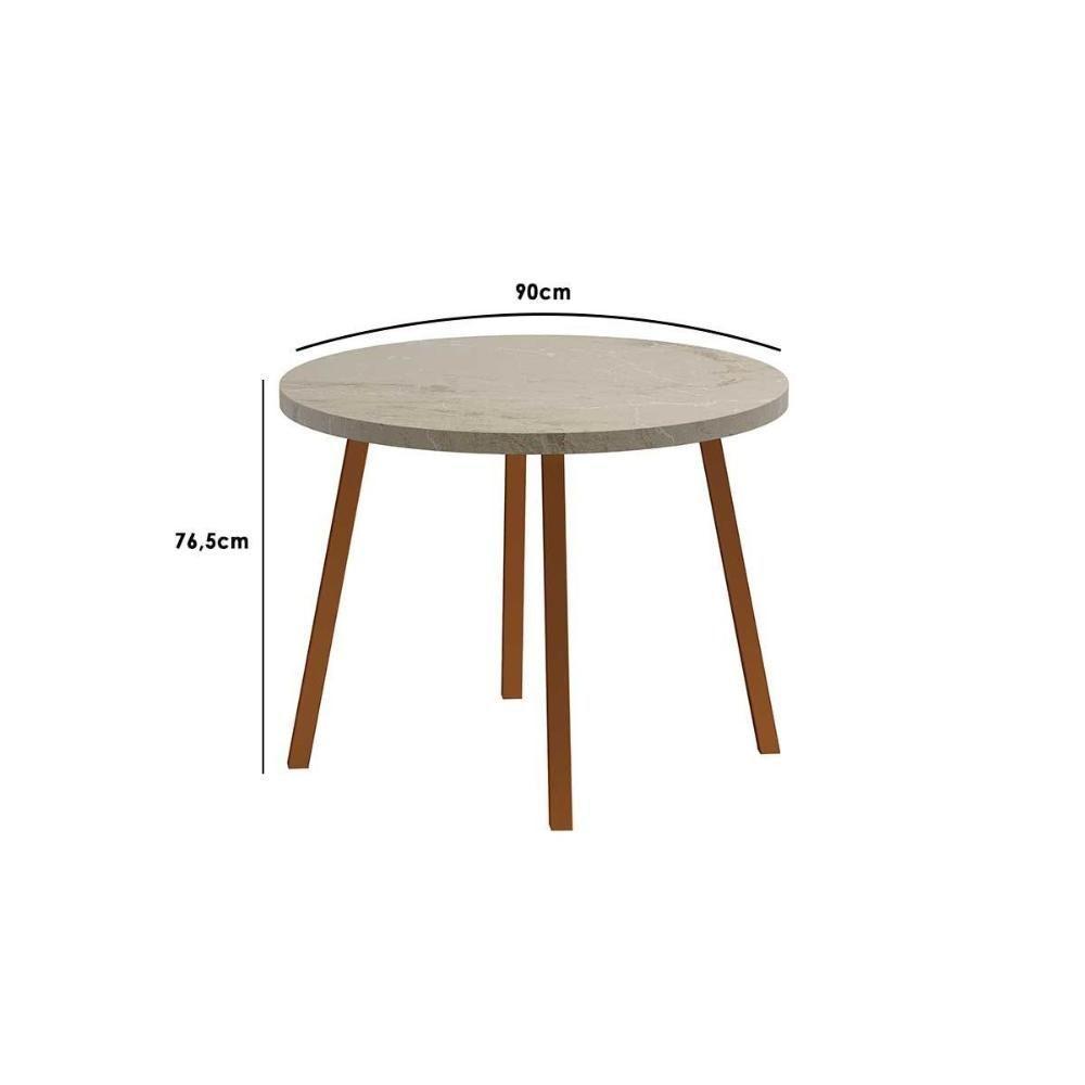 Mesa de Sala Jantar Stellar 1599 Aço c/Tampo Madeirado Redondo 100cm Petra/Rose - Carraro - 3