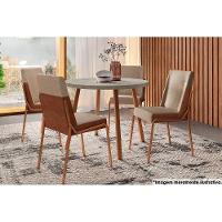 Mesa de Sala Jantar Stellar 1599 Aço c/Tampo Madeirado Redondo 100cm Petra/Rose - Carraro - 2