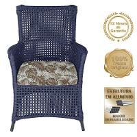 2 Poltronas E 1 Mesa Igapó Alumínio Preta Corda Náutica E6 Azul - 5