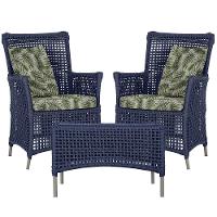 2 Poltronas 1 Mesa Igapó Em Alumínio Fendi Corda Náutica E5 Azul - 1