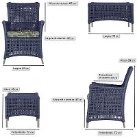 2 Poltronas 1 Mesa Igapó Em Alumínio Fendi Corda Náutica E5 Azul - 6