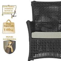 2 Poltronas E 1 Mesa Igapó Alumínio Fendi Corda Náutica E3 Preto