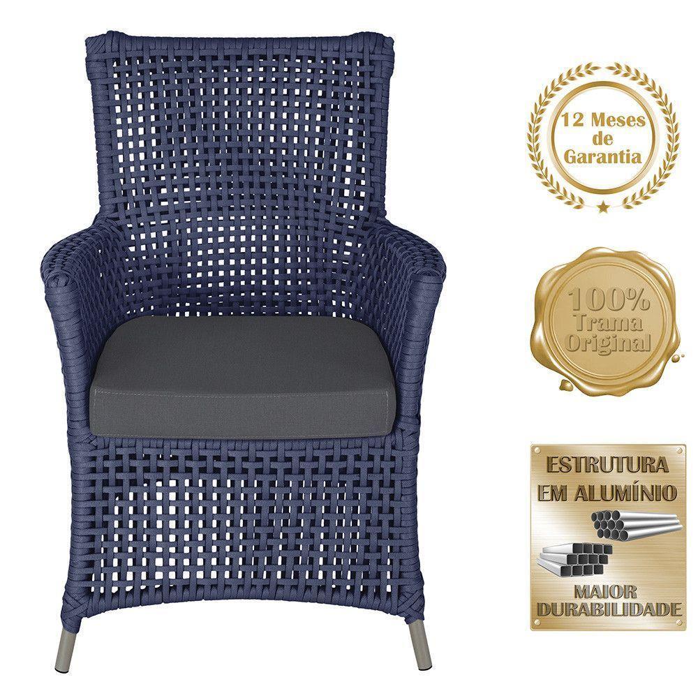 4 Poltronas E 1 Mesa Igapó Alumínio Fendi Corda Náutica E11 Azul - 5