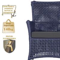 4 Poltronas E 1 Mesa Igapó Alumínio Fendi Corda Náutica E11 Azul