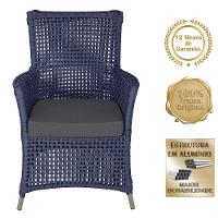 4 Poltronas E 1 Mesa Igapó Alumínio Fendi Corda Náutica E11 Azul - 5