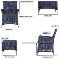 4 Poltronas E 1 Mesa Igapó Alumínio Fendi Corda Náutica E11 Azul - 6