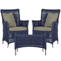 2 Poltronas E 1 Mesa Igapó Alumínio Fendi Corda Náutica E8 Azul - 1