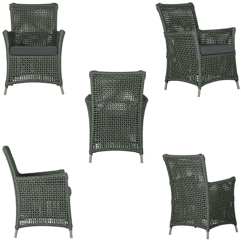 4 Poltronas E 1 Mesa Igapó Alumínio Fendi Corda Náutica E11 Verde - 3