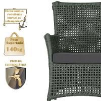 4 Poltronas E 1 Mesa Igapó Alumínio Fendi Corda Náutica E11 Verde