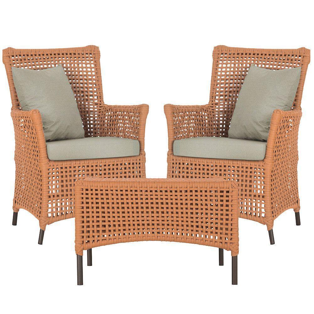 2 Poltronas E 1 Mesa Igapó Alumínio Marrom Corda Náutica E7 Terra Cota - 1