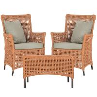 2 Poltronas E 1 Mesa Igapó Alumínio Marrom Corda Náutica E7 Terra Cota - 1