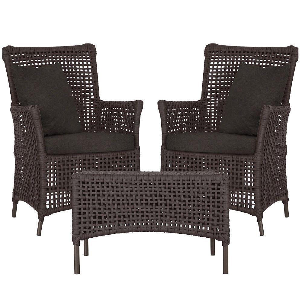 2 Poltronas E 1 Mesa Igapó Alumínio Marrom Corda Náutica E9 Marrom - 1