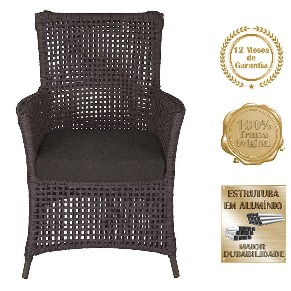 2 Poltronas E 1 Mesa Igapó Alumínio Marrom Corda Náutica E9 Marrom - 5