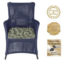 2 Poltronas E 1 Mesa Igapó Alumínio Marrom Corda Náutica E5 Azul - 5