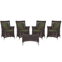 4 Poltronas E 1 Mesa Igapó Alumínio Fendi Corda Náutica E13 Marrom - 1