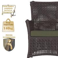 4 Poltronas E 1 Mesa Igapó Alumínio Fendi Corda Náutica E13 Marrom