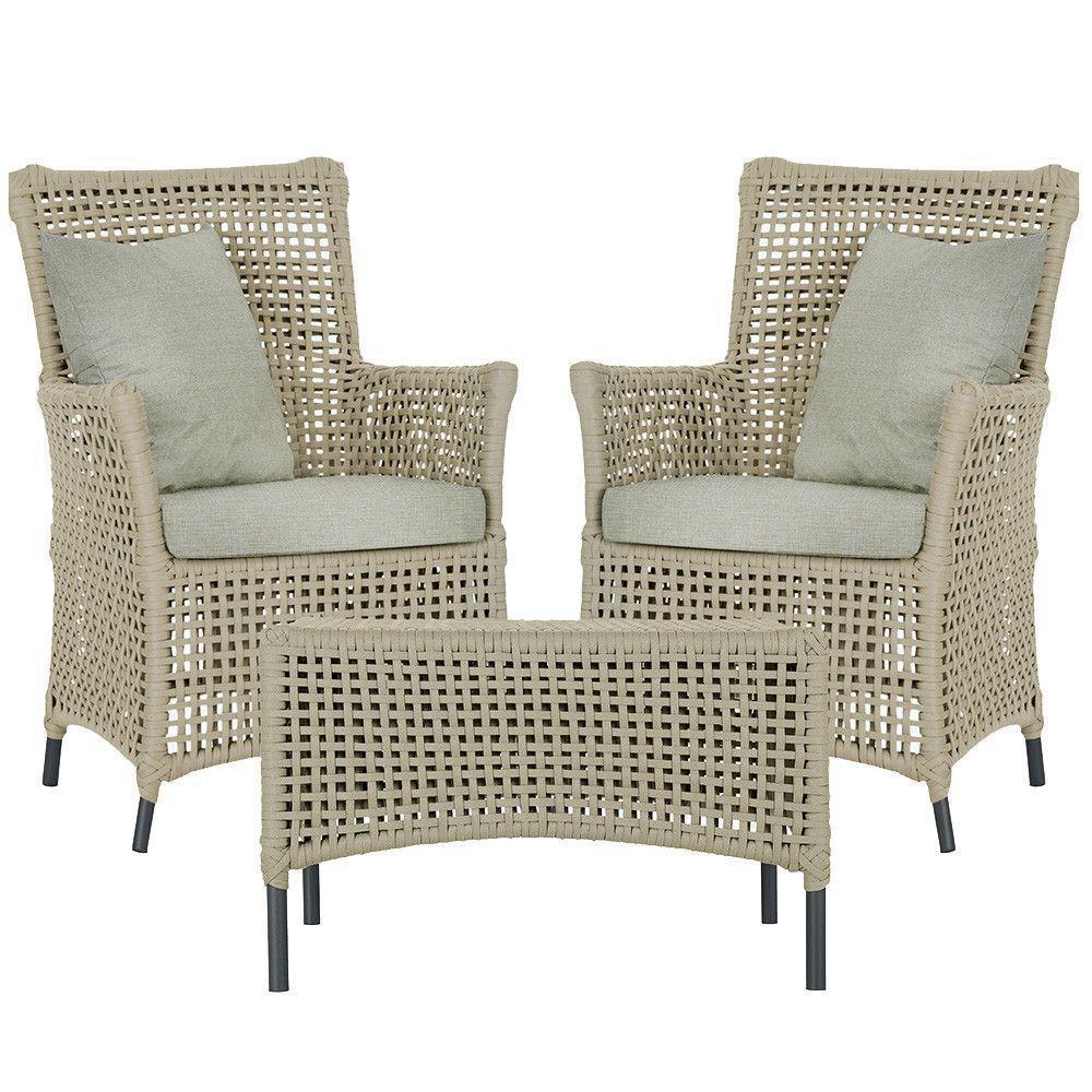 2 Poltronas 1 Mesa Igapó Em Alumínio Preta Corda Náutica E3 Rami - 1