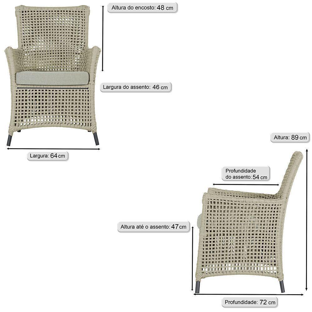 2 Poltronas 1 Mesa Igapó Em Alumínio Preta Corda Náutica E3 Rami - 6