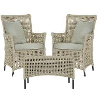 2 Poltronas 1 Mesa Igapó Em Alumínio Preta Corda Náutica E3 Rami - 1