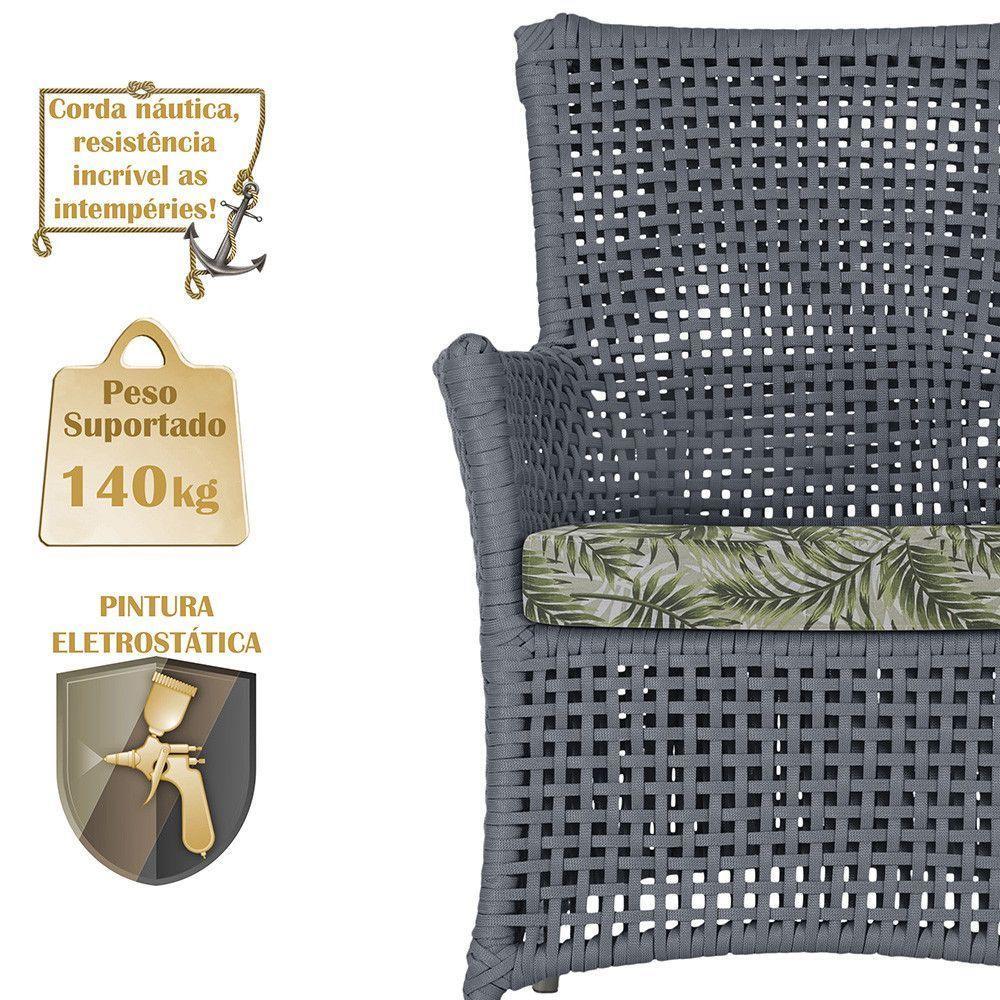 2 Poltronas 1 Mesa Igapó Em Alumínio Fendi Corda Náutica E5 Prata - 4