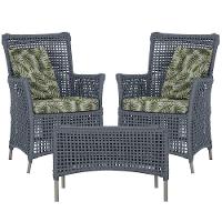 2 Poltronas 1 Mesa Igapó Em Alumínio Fendi Corda Náutica E5 Prata - 1