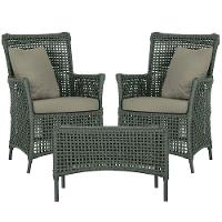 2 Poltronas E 1 Mesa Igapó Alumínio Preta Corda Náutica E8 Verde - 1