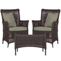 2 Poltronas E 1 Mesa Igapó Alumínio Preta Corda Náutica E8 Marrom - 1