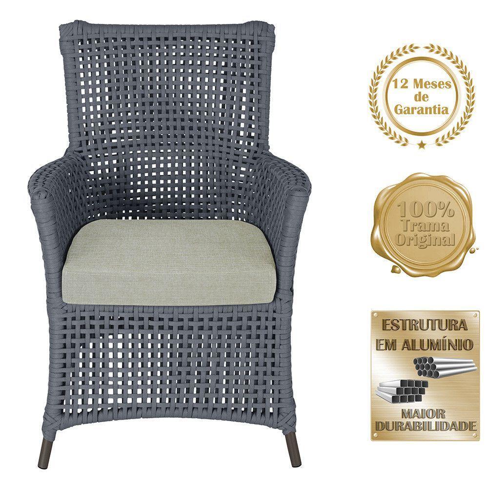 2 Poltronas 1 Mesa Igapó Em Alumínio Marrom Corda Náutica E3 Prata - 4