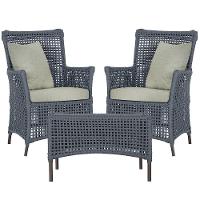 2 Poltronas 1 Mesa Igapó Em Alumínio Marrom Corda Náutica E3 Prata - 1