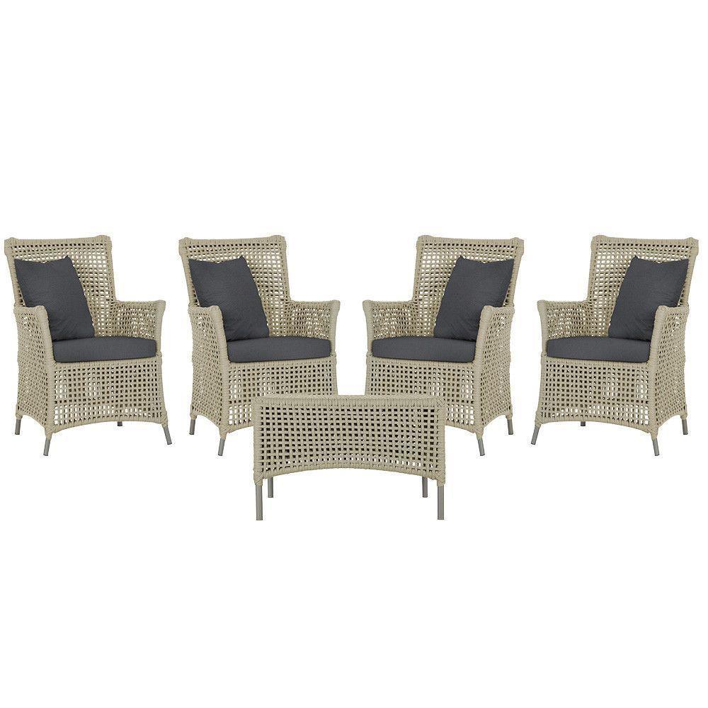 4 Poltronas E 1 Mesa Igapó Alumínio Fendi Corda Náutica E11 Rami - 1