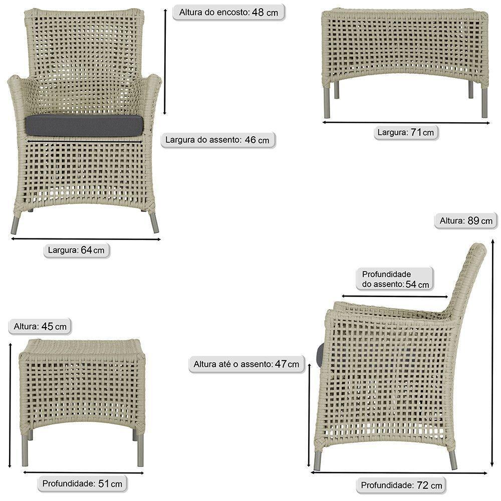 4 Poltronas E 1 Mesa Igapó Alumínio Fendi Corda Náutica E11 Rami - 6