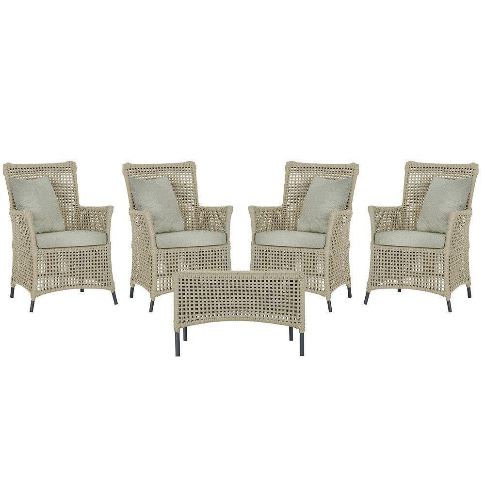 4 Poltronas E 1 Mesa Igapó Alumínio Preta Corda Náutica E3 Rami - 1