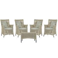 4 Poltronas E 1 Mesa Igapó Alumínio Preta Corda Náutica E3 Rami - 1