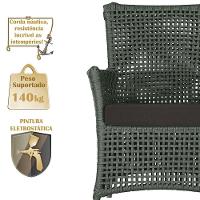 2 Poltronas E 1 Mesa Igapó Alumínio Fendi Corda Náutica E9 Verde - 5