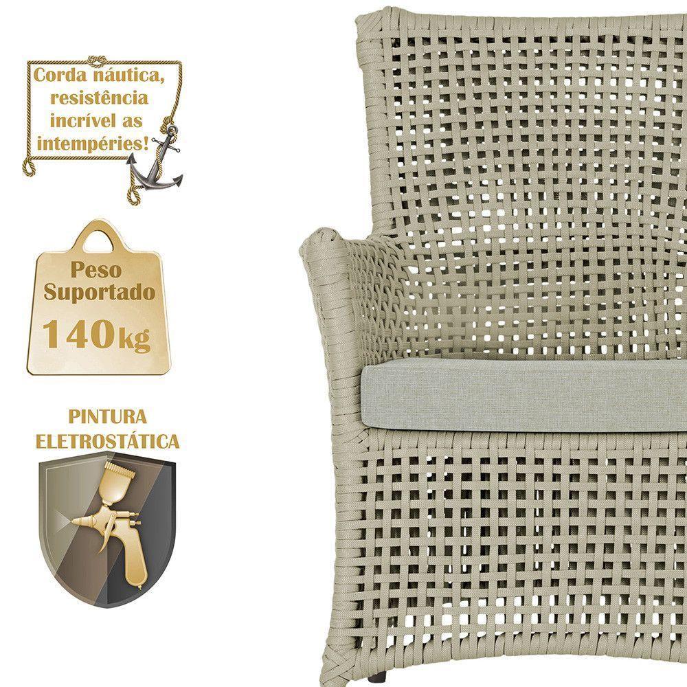 4 Poltronas E 1 Mesa Igapó Alumínio Marrom Corda Náutica E3 Rami - 4