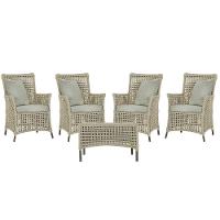 4 Poltronas E 1 Mesa Igapó Alumínio Marrom Corda Náutica E3 Rami - 1