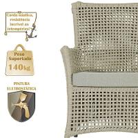 4 Poltronas E 1 Mesa Igapó Alumínio Marrom Corda Náutica E3 Rami