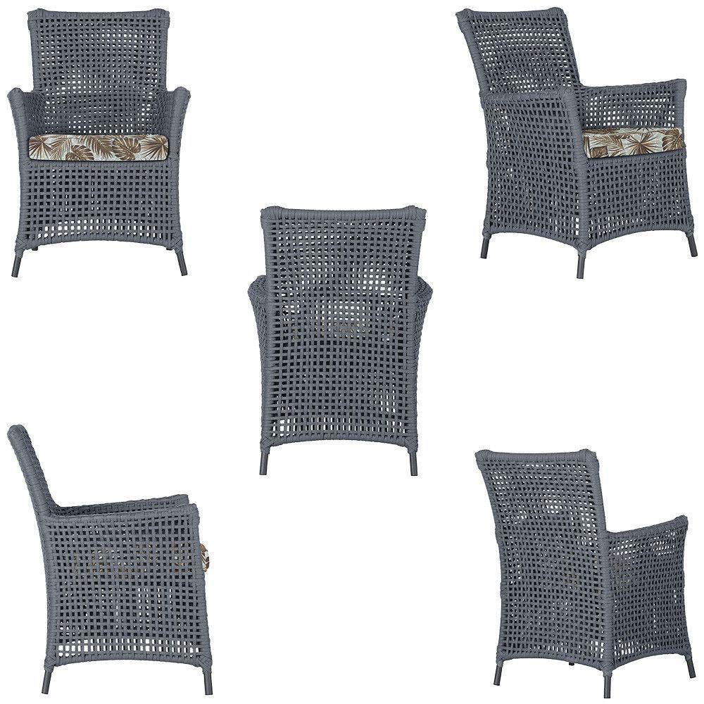 2 Poltronas E 1 Mesa Igapó Alumínio Preta Corda Náutica E6 Prata - 3