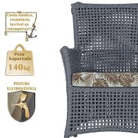 2 Poltronas E 1 Mesa Igapó Alumínio Preta Corda Náutica E6 Prata