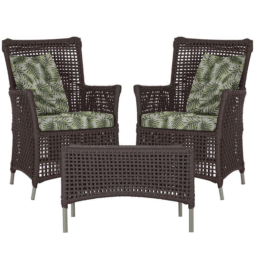 2 Poltronas 1 Mesa Igapó Em Alumínio Fendi Corda Náutica E5 Marrom - 1