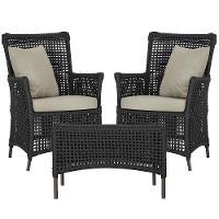 2 Poltronas E 1 Mesa Igapó Alumínio Marrom Corda Náutica E7 Preto - 1