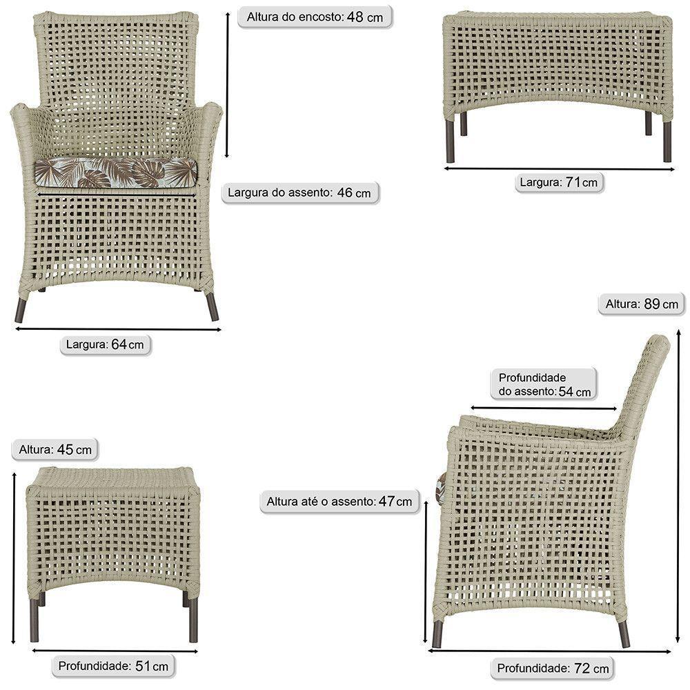 4 Poltronas E 1 Mesa Igapó Alumínio Marrom Corda Náutica E6 Rami - 6