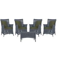 4 Poltronas E 1 Mesa Igapó Alumínio Preta Corda Náutica E13 Prata - 1