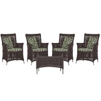 4 Poltronas E 1 Mesa Igapó Alumínio Fendi Corda Náutica E5 Marrom - 1