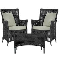 2 Poltronas 1 Mesa Igapó Em Alumínio Preta Corda Náutica E3 Preto - 1