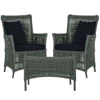 2 Poltronas E 1 Mesa Igapó Alumínio Marrom Corda Náutica E12 Verde - 1