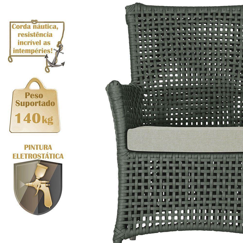4 Poltronas E 1 Mesa Igapó Alumínio Fendi Corda Náutica E3 Verde - 4