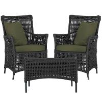 2 Poltronas E 1 Mesa Igapó Alumínio Preta Corda Náutica E13 Preto - 1