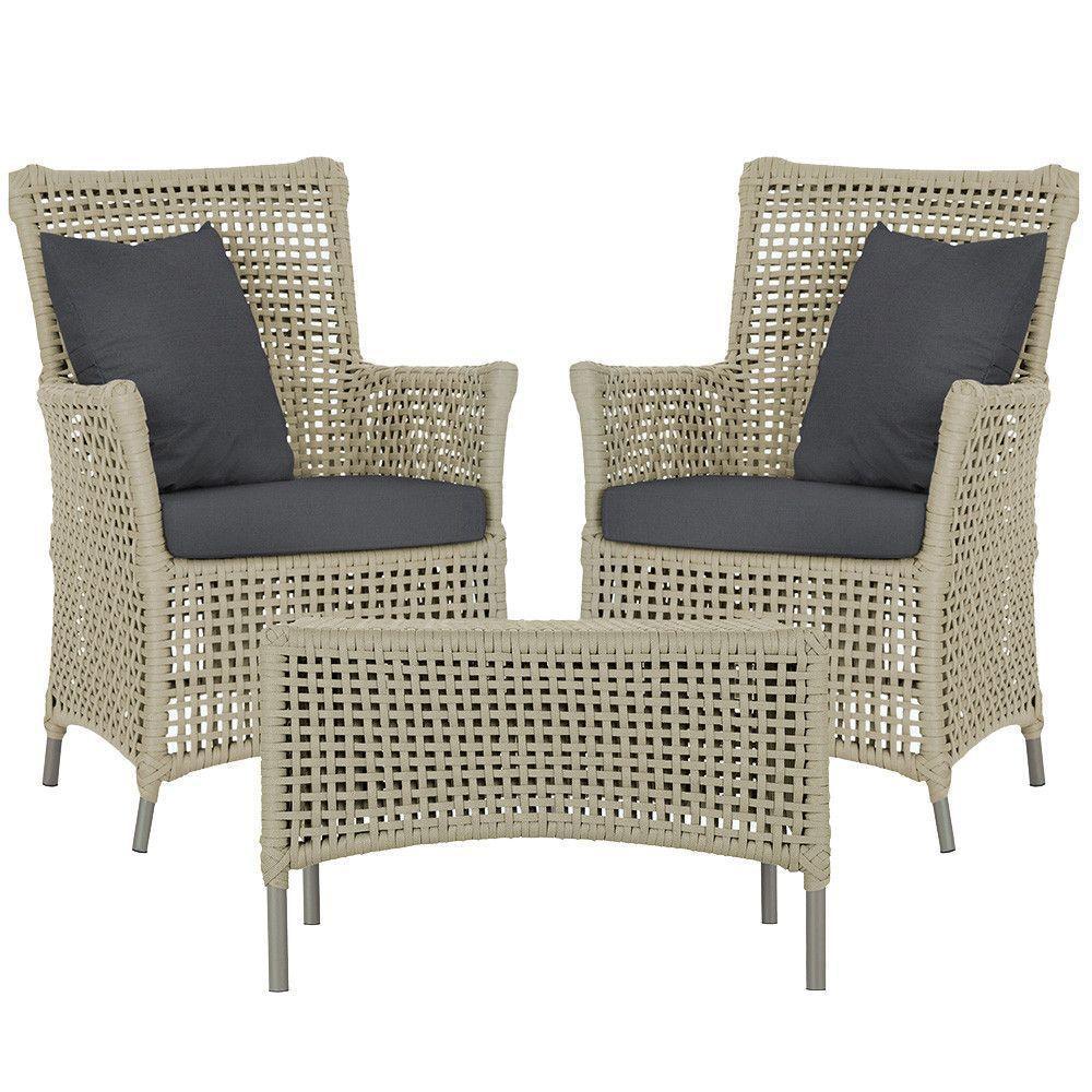 2 Poltronas E 1 Mesa Igapó Alumínio Fendi Corda Náutica E11 Rami - 1